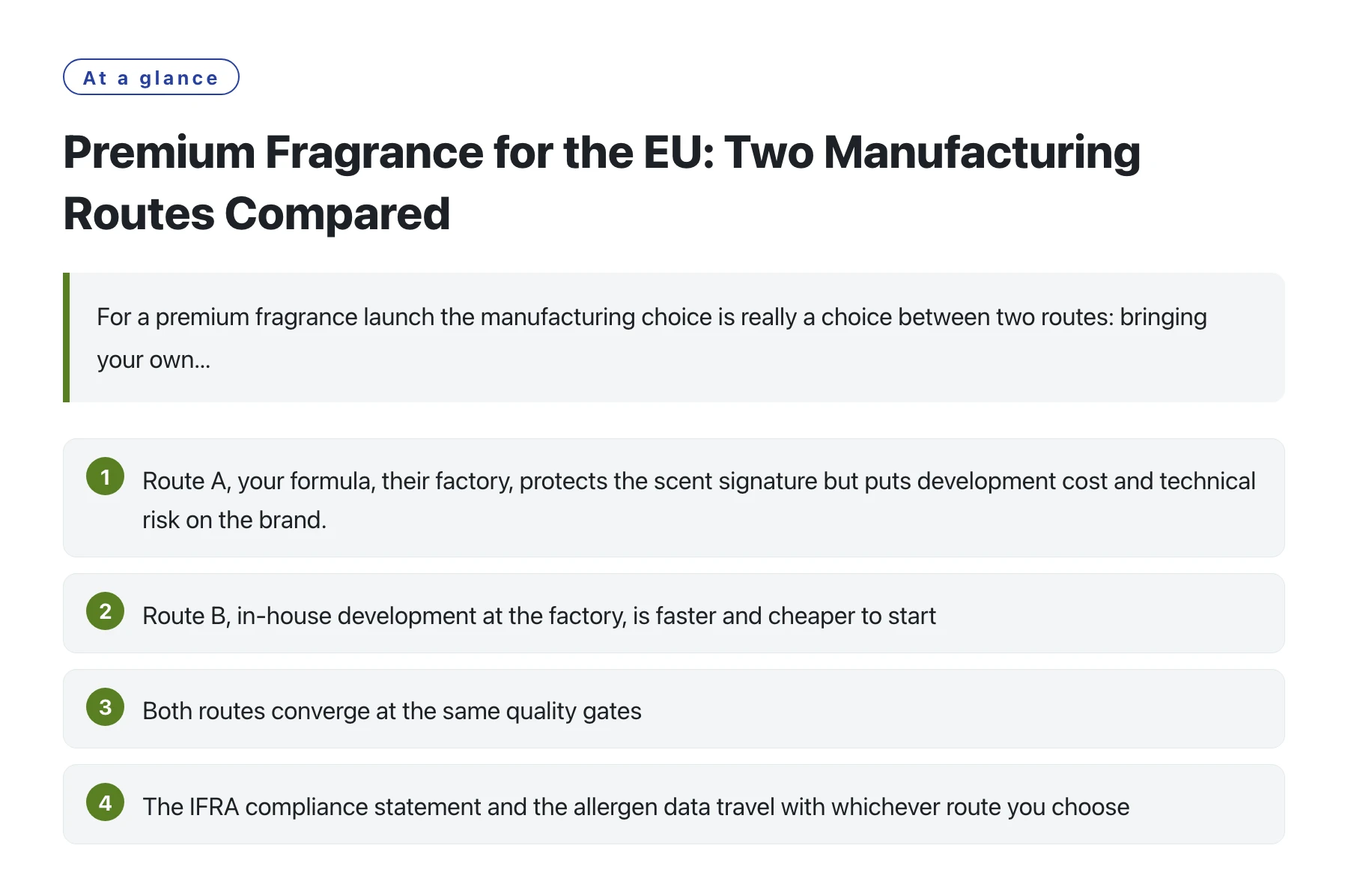 Premium Fragrance for the EU: Two Manufacturing Routes Compared——全文要点速览